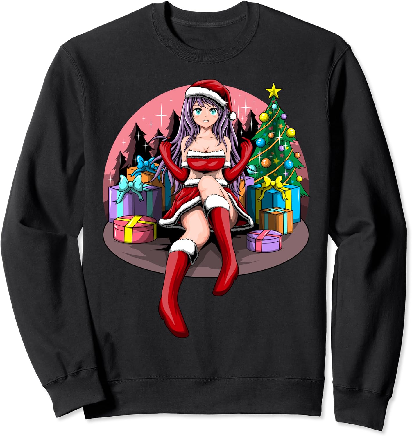 Anime Christmas Santa Shirt Women Japanese Manga Holiday Sweatshirt Anime Christmas Sweater